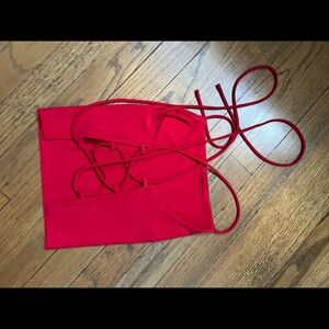 Red backless strappy crop top